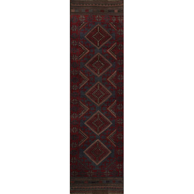Handmade Wool Traditional Afghan Runner Rug 2x8