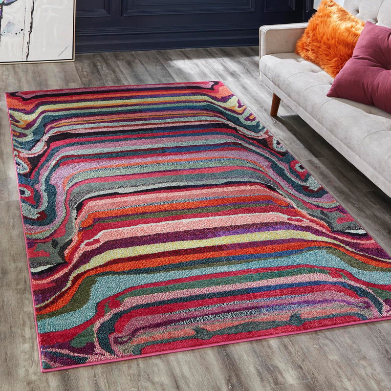 Tapis mauve / rose abstrait Jaclyn, Rectangle 9 pi x 12 pi