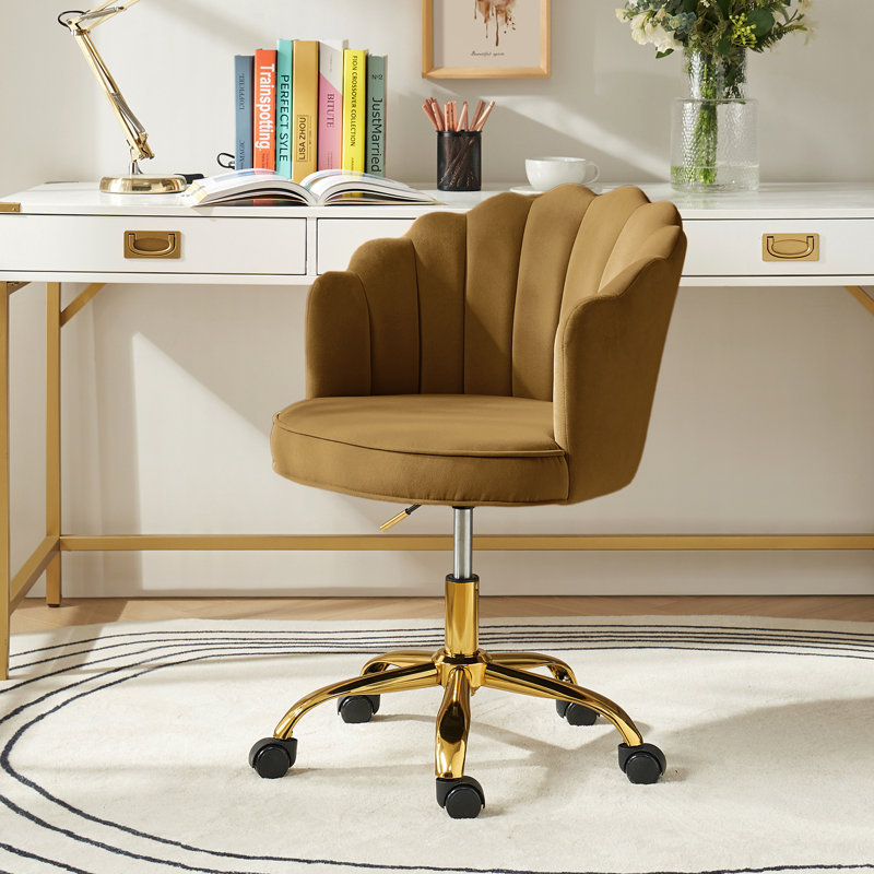 Belanda 23'' W Modern Velvet  Task Chair with Tufted Back, Golden