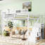 Lit mezzanine en métal avec escalier, rangement et garde-robe encastré en métal, blanc, conception stable, capacité de poids de 400 lb, sous la surface de 54,3 po pour les petites chambres de grande taille, support de tablettes, espace polyvalent-234409520-234409677
