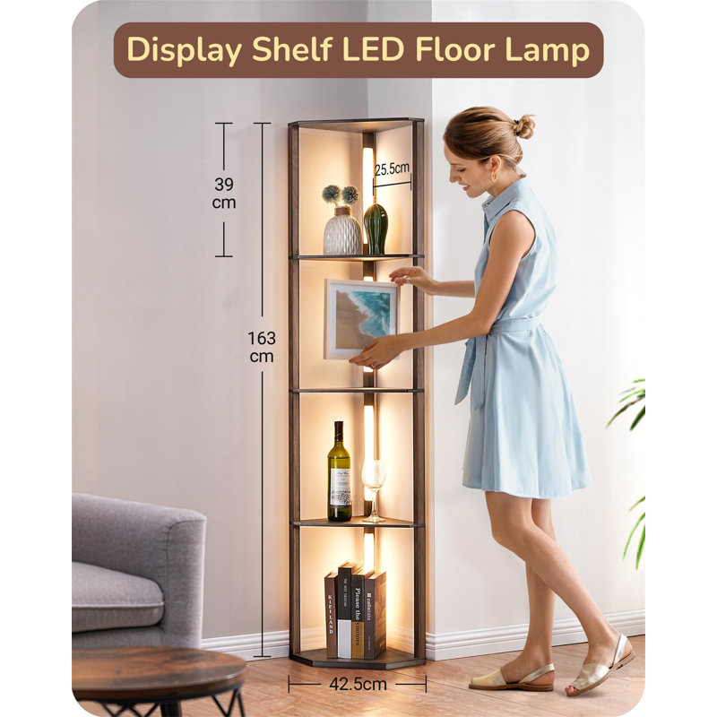 Dajion 163cm LED Tray Table Floor Lamp, Brown