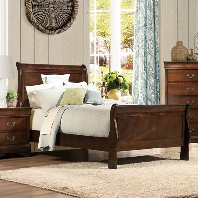 Lit simple en cerisier brun, style traditionnel pour une chambre à coucher paisible - Classic Furniture