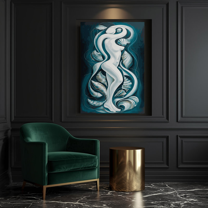 Abstrait art figuratif bleu sur toile 43, H 18 po x l 12 po