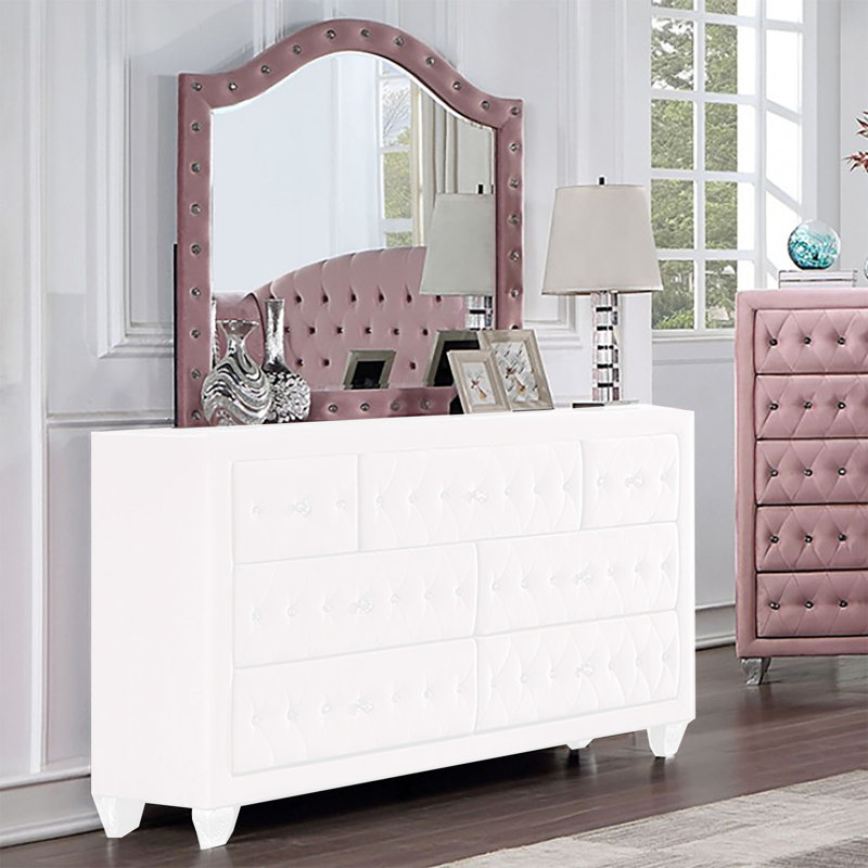 Miroir biseauté pour commode Groeme, Rose