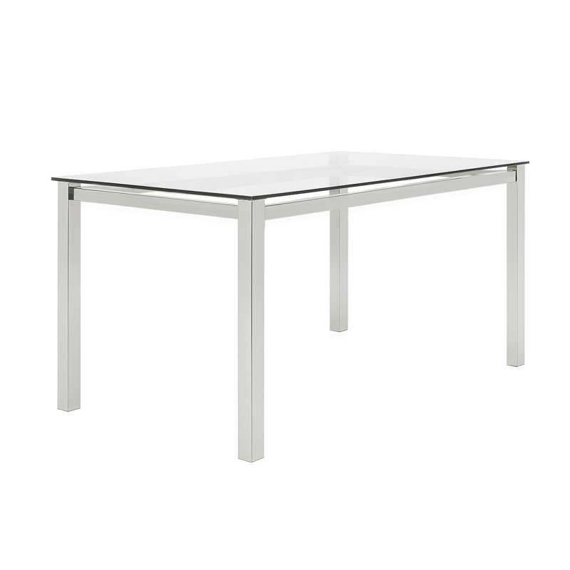  Table de salle à manger rectangulaire Sklar 63 po x 35 po Sklar | Pieds droits en acier inoxydable poli | 4 à 6 places assises | Mobilier de cuisine contemporain et moderne