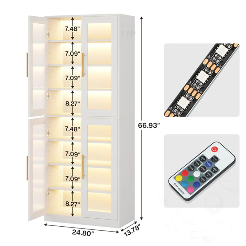 8-Tier LED Lights Shoe Cabinet