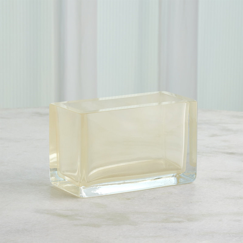 Rectangle Block Vase-Gold-Lg, 6" H x 9.75" W x 4.75" D