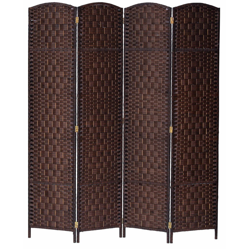 Paravent pliant en bambou H 71 po Renae, 4 panneaux, Brun