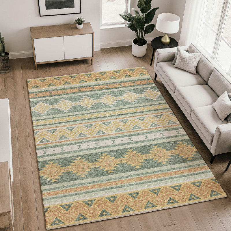 Tapis de qualité supérieure lavable à la machine Villers Global, Basilic, 8 pi x 10 pi