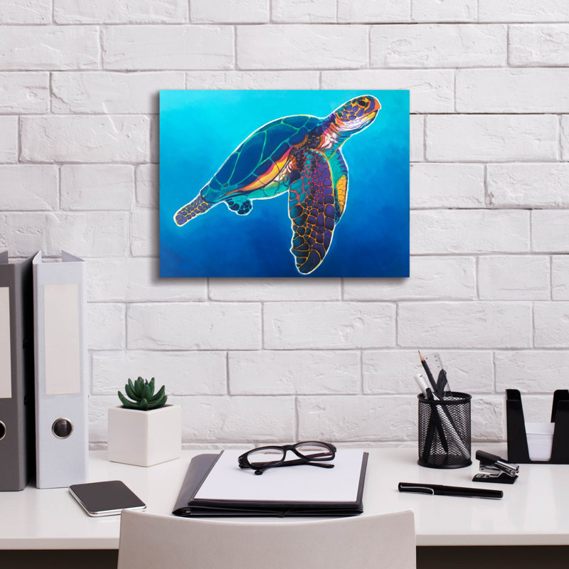 «Sea Turtle - Rainbow» par Dawg Painter, H 12 po x l 16 po x P 0,75 po