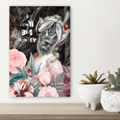 «Wildebeest lundi humeur», art contemporain de fleur rose contemporain