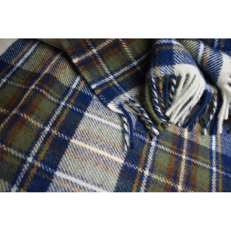 Jeté en laine highland Snio, Bleu feutré