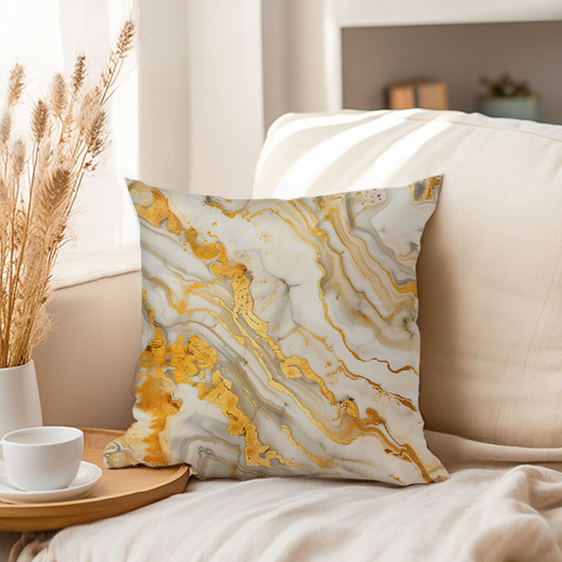 Abstract Golden Geode Crystals Marble XVIII Modern