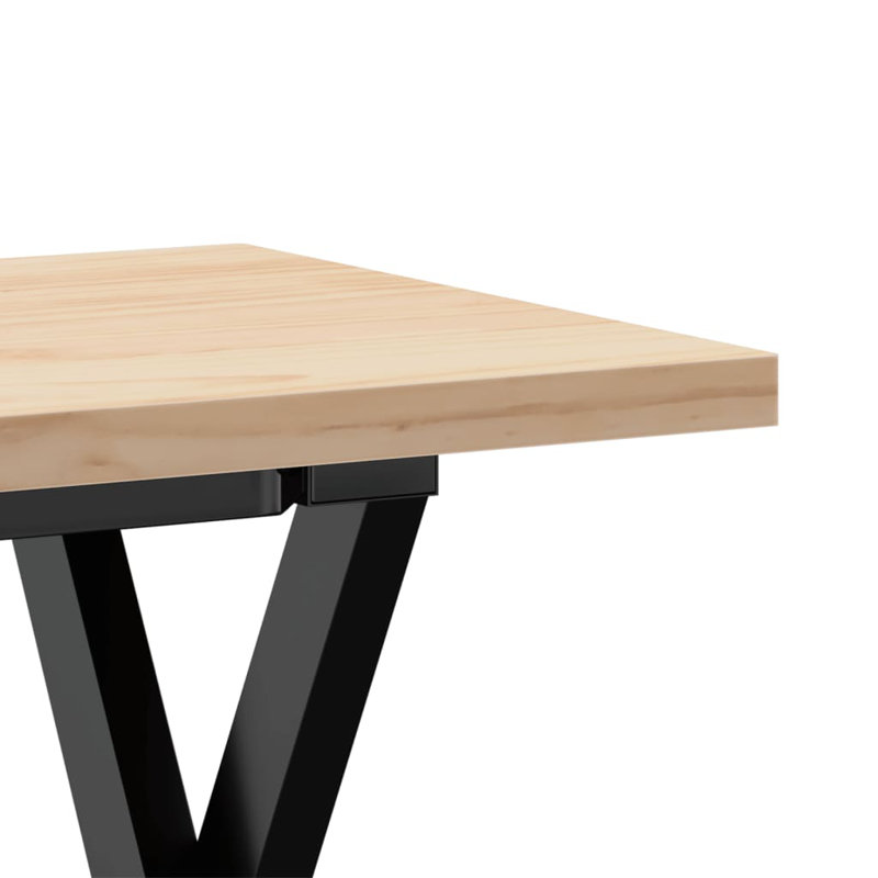 vidaXL Coffee Table X-Frame Solid Wood Pine and Steel, 45.5cm H x 110cm L x 40cm W