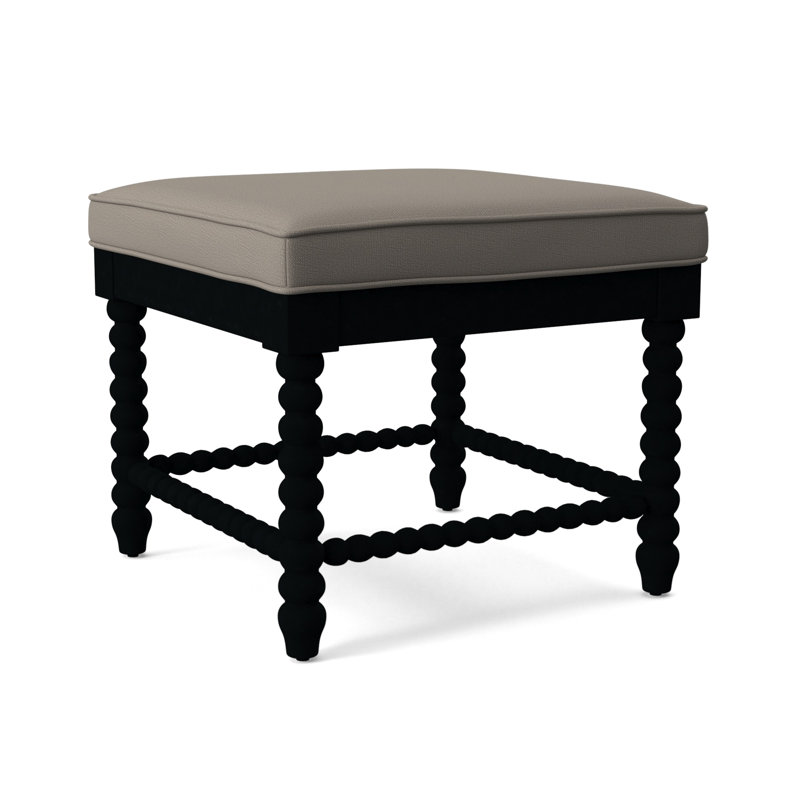 Lind Island Upholstered Bench, Sunbrella Beige Pinstripe; 6205-74, Black Finish