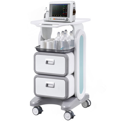 3 Tiers Lab Carts Mobile Medical Cart With 2 Drawers & 1 Top Tray White, Trolley Storage Cart With ABS Material, Lab Rolling Cart With 4 Silent Wheels For Lab, Clinic, Hospital, Salon, Office
