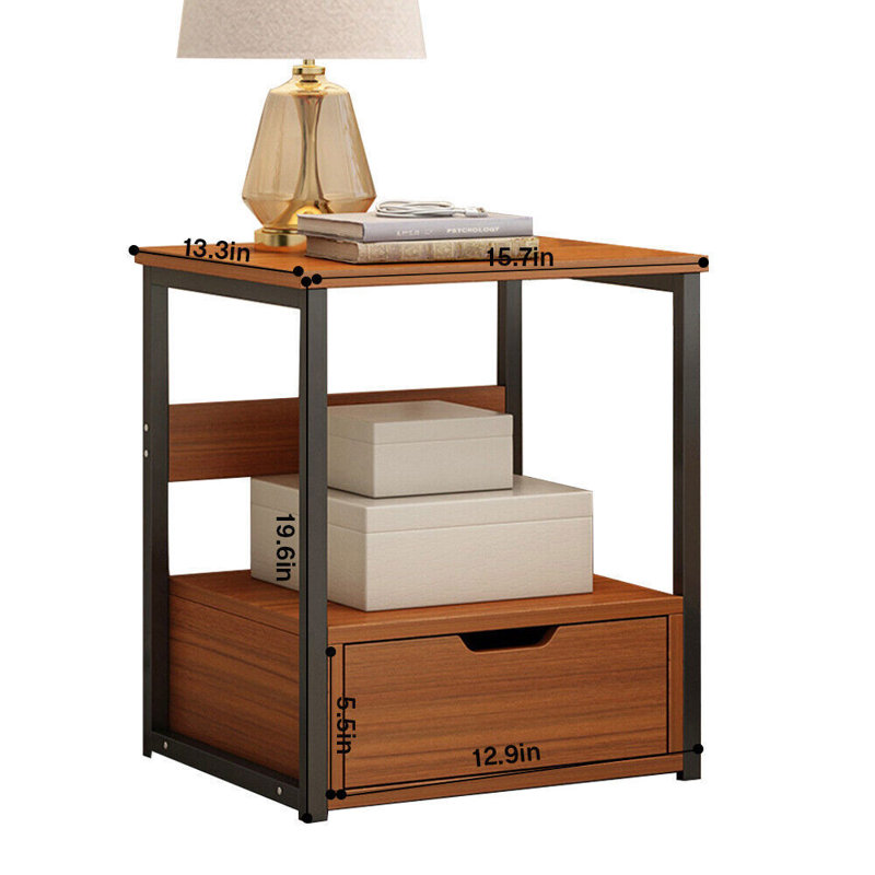 Rucsandra 15.7'' W Metal Nightstand, Coffee