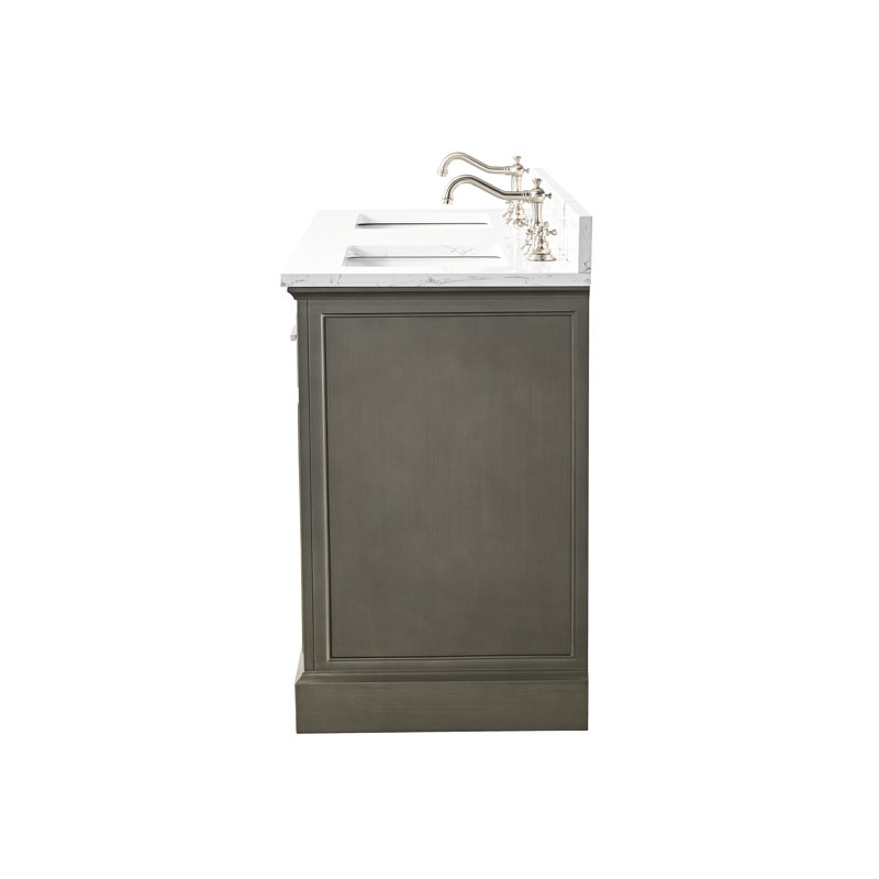 Thompson 60" W Double Vanity, Silver Gray/Brushed Nickel