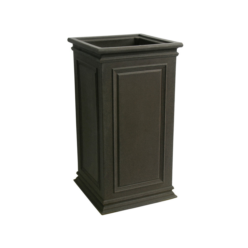 Strafford Tall Cube Self Watering Polyethylene Pot Planter, Brownstone