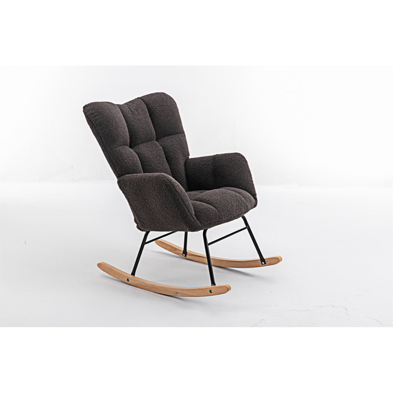Chaise berçante moderne Marsa, Velours gris velours