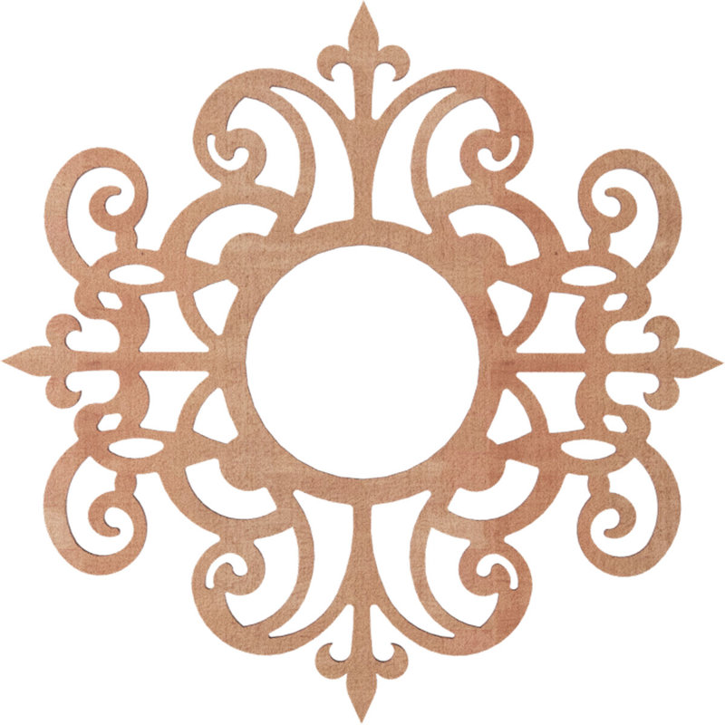 16"OD x 5 1/4"ID x 3/8"T Dijon Wood Fretwork Pierced Ceiling Medallion, Raw MDF, Cherry, 16" H x 16" W x 0.38" D