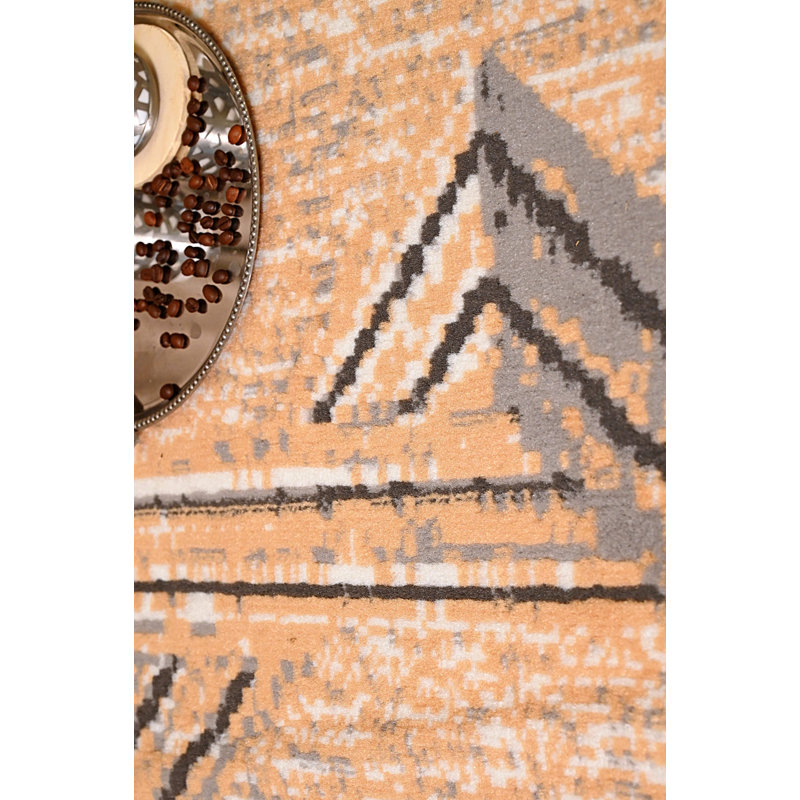 Tapis gris clair / orange Coalinga, Tapis de couloir 2 pi x 8 pi