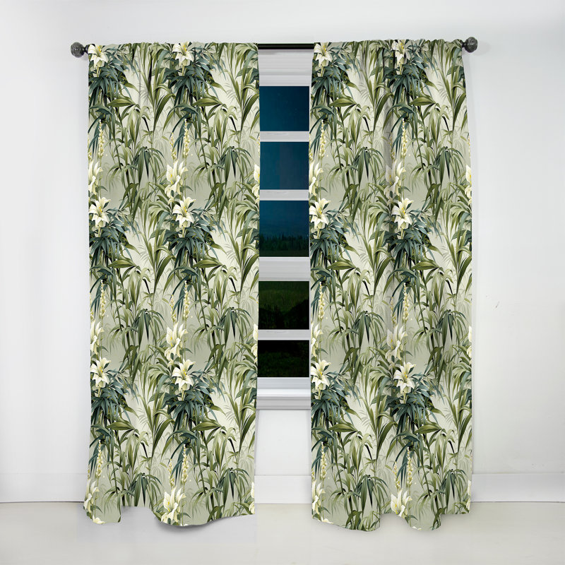 Bambou fusion motif tropical I - Rideau floral - Rideau floral obscurcissant - 1 panneaux, L 52 po x L 63 po