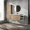 Meuble-lavabo mural 48 po avec lavabo et armoire latérale 48 po, portes à fermeture douce, armoire combinée