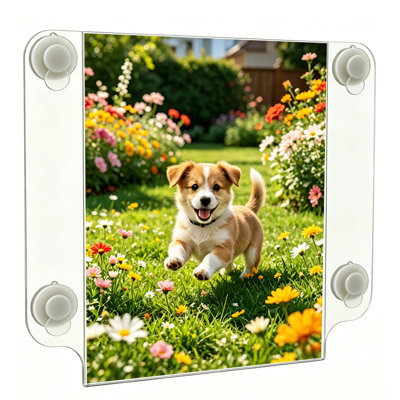Porte-affiche transparent pour fenêtre FixtureDisplays® avec ventouses (8,5 po x 11 po) en PET résistant aux chocs 12068
