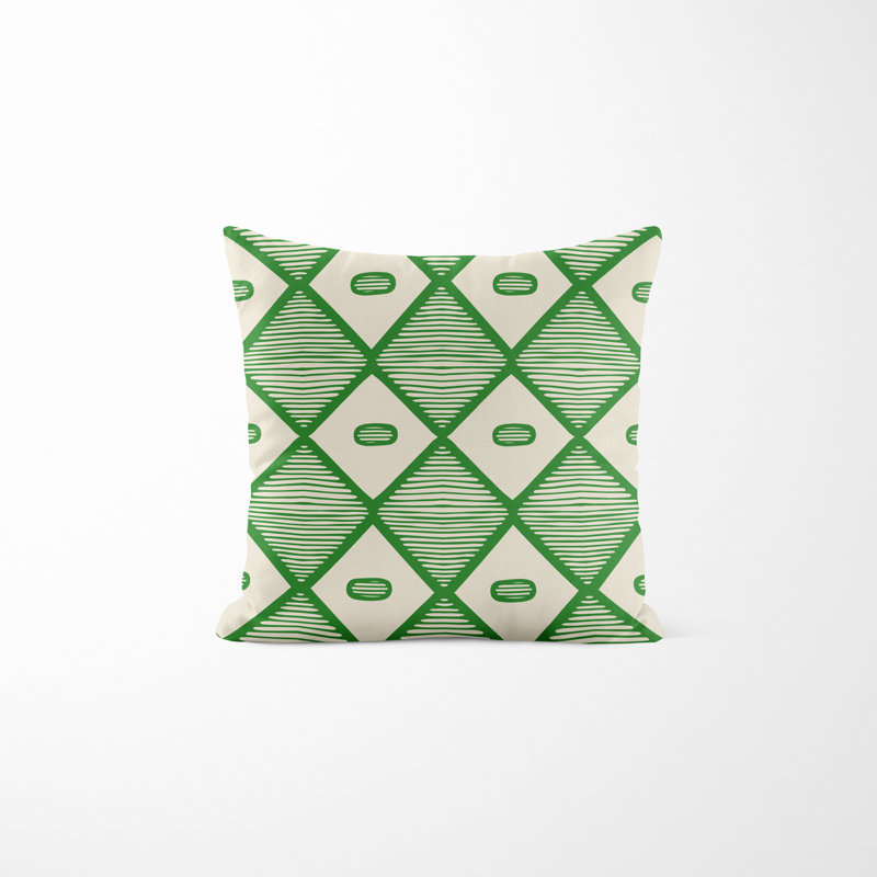 Jeté carré en polyester intérieur / extérieur, L 15 po x H 15 po, Vert
