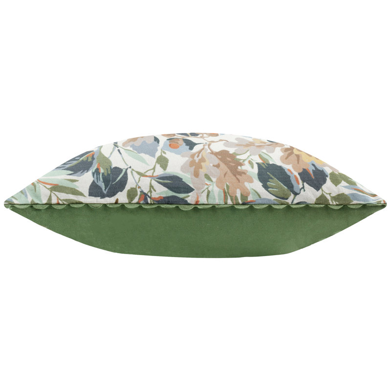 Robins Wood Floral Green Square Cushion Cover