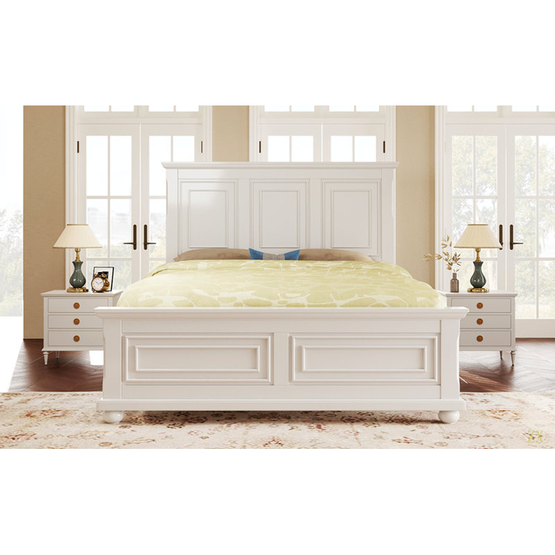 Structure de lit en pin style traditionnel traditionnel style campagne et campagne, Brun, Grand lit