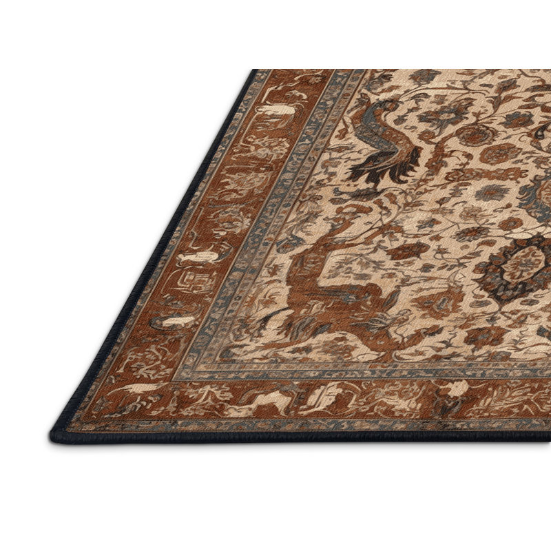 Tapis brun lavable à la machine, Rond 7 pi