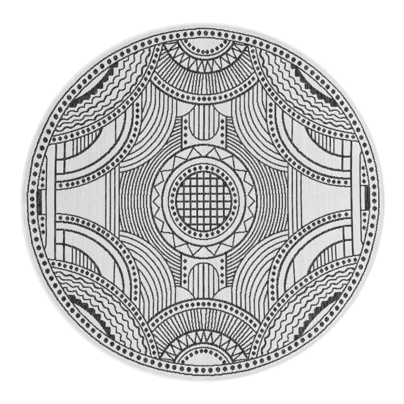 Geometric Indoor / Outdoor Rug, Round 6'1"