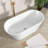 Gloss White Gracefully Shaped Acrylic Freestanding Bathtub