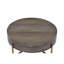 Table basse de style tambour avec tiroir simple au fini brun et base en métal champagne, conception ronde de 32 pouces