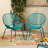 Outdoor Teal Chairs - Iron Frame, Curvaceous Design, 26.1" D X 34.87" H For Living Room Of 2 Shell Stylish Patio