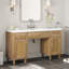 Meuble-lavabo de 60 po avec lavabo SMC, armoire de rangement spacieuse moderne avec tiroirs à fermeture en douceur et plateau basculant, pieds en bois massif et poignées en métal argenté, couleur bois-687383147