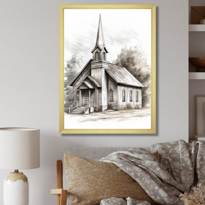 Minimalist Gray Church Serenity - Église, art mural