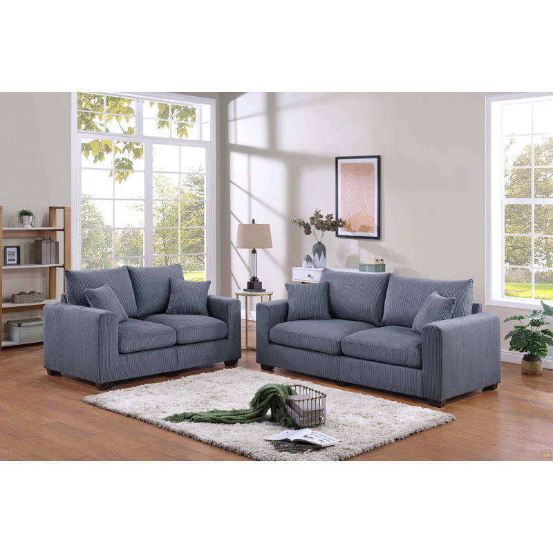Ensemble de canapé 2 pièces 1X, Gris foncé
