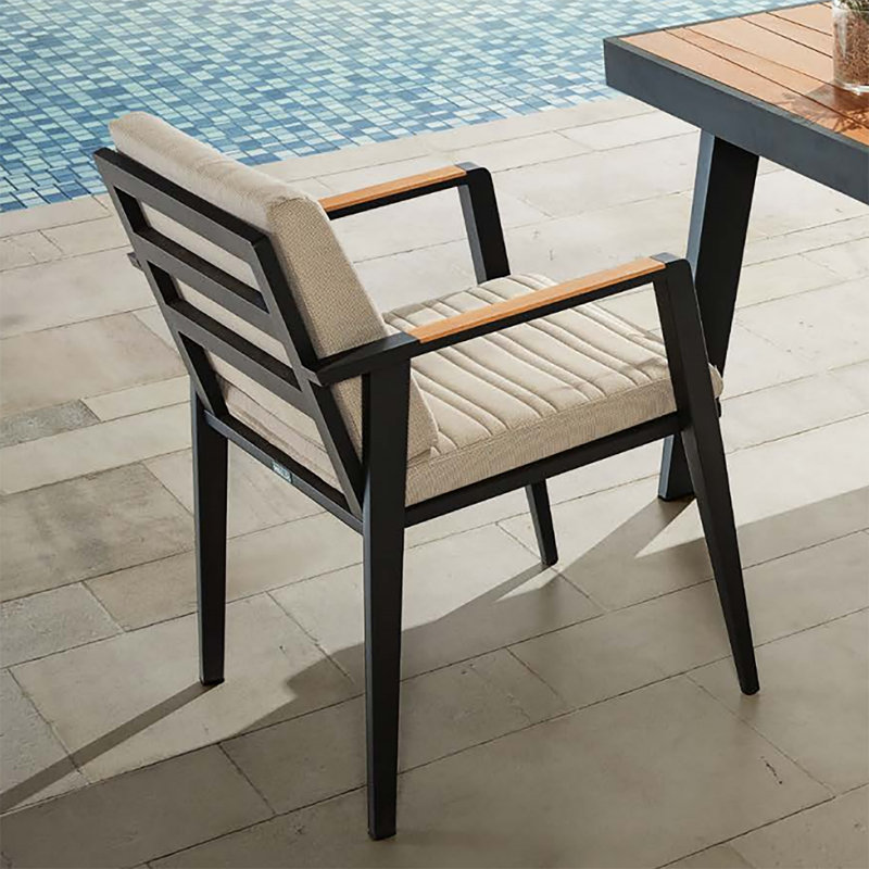 Emoti Aluminum Outdoor Stackable Dining Armchair with Cushion