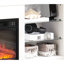 Meuble télé avec foyer électrique et grandes armoires de rangement - l 58 po x P 15,5 po H 24,4 po foyer blanc, 62 po, portes en verre