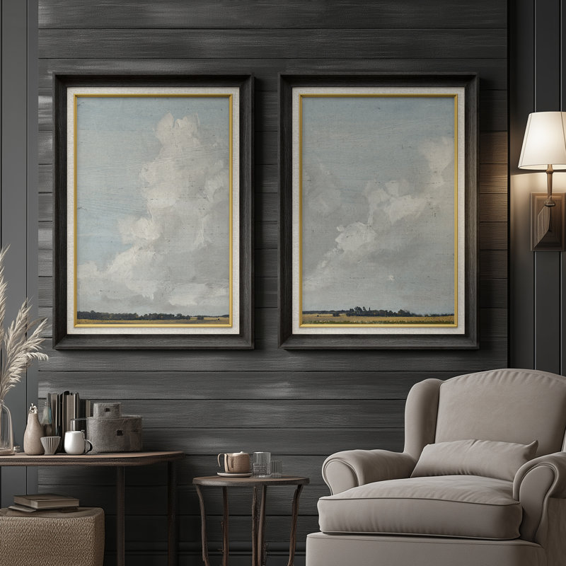 Ensemble de 2 œuvres d'art encadrées de qualité supérieure sur toile de qualité supérieure avec cadre de 26 po x 36 po, Noir