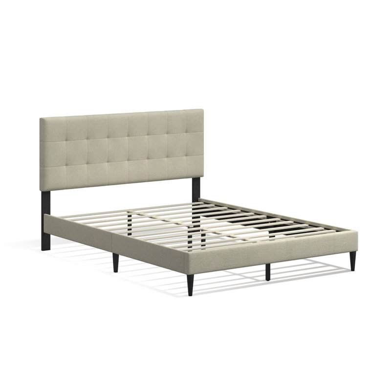 Saltz Upholstered Platform Bed, Queen, Beige