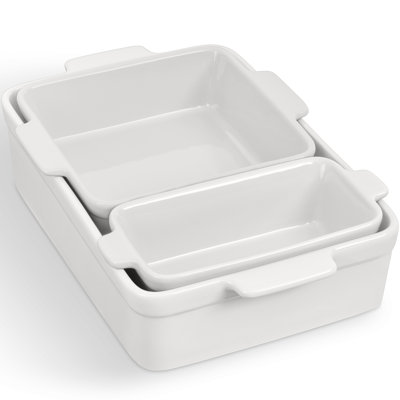Ensemble de plats de cuisson en céramique 3 pièces Best Choice Products, plats de cuisson en grès, ensemble de service en cocotte - crème au beurre à la vanille