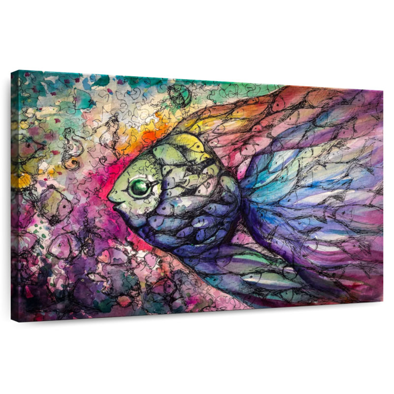 Brampt Abstract Rainbow Fish, 32" H x 48" W