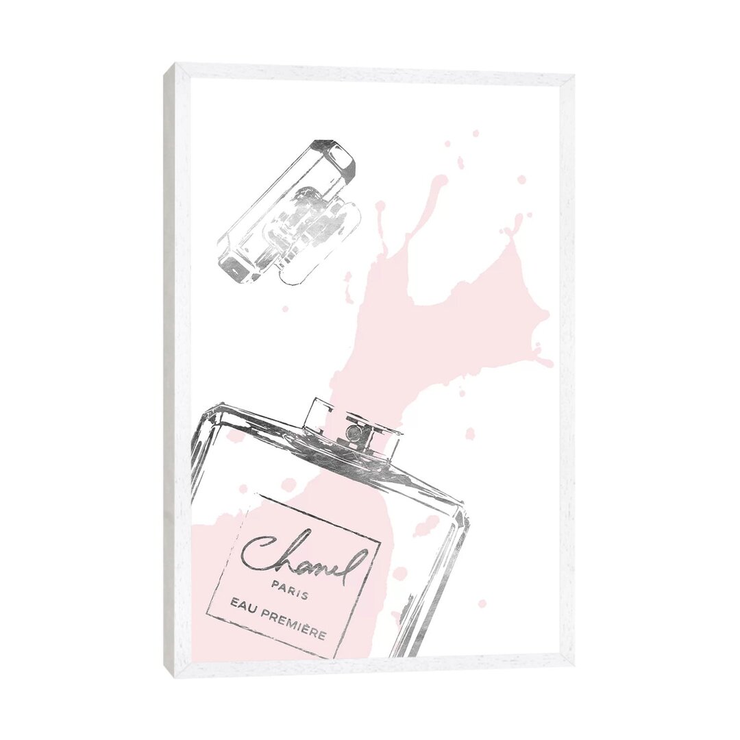 Leinwandbild - Grafikdruck „Splashing Perfume in Silver and Blush” von Amanda Greenwood