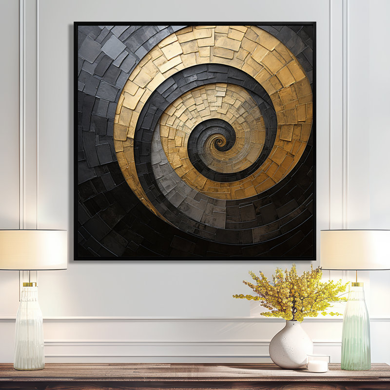 «Matlock - Abstract Spirals», impression sur toile, Toile avec cadre flottant noir, 44" H x 44" W