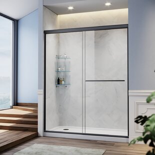 Elevate Frameless 60x72-inch Top-Roller Curved Sliding Shower Door