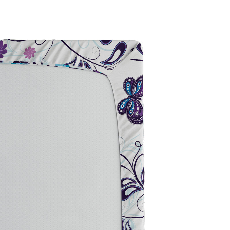 Microfiber Fitted Sheet, Twin XL Fitted Sheet, Purple/Blue Floral 3